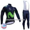 Completo Maglia ML + Pantaloncino con bretelle ML 2017 Movistar Team Donna N001 Winter Invernale
